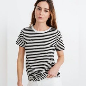 Madewell Whisper Cotton Rib-Crewneck Tee in Bridgewater Stripe